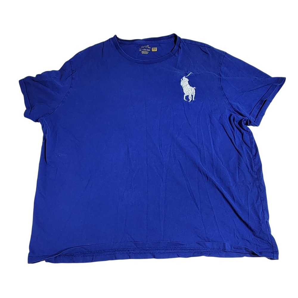 Polo Ralph Lauren Mens XXL Royal Blue Big Pony Embroidered Cotton T-Shirt Tee